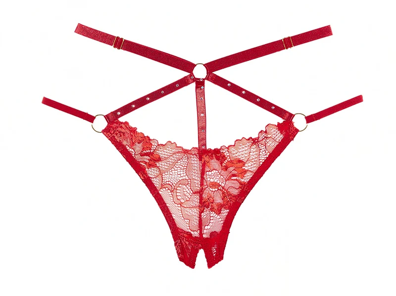 Margot bralette en kruisloze pantyset, als je iets extra sexy wilt in rood