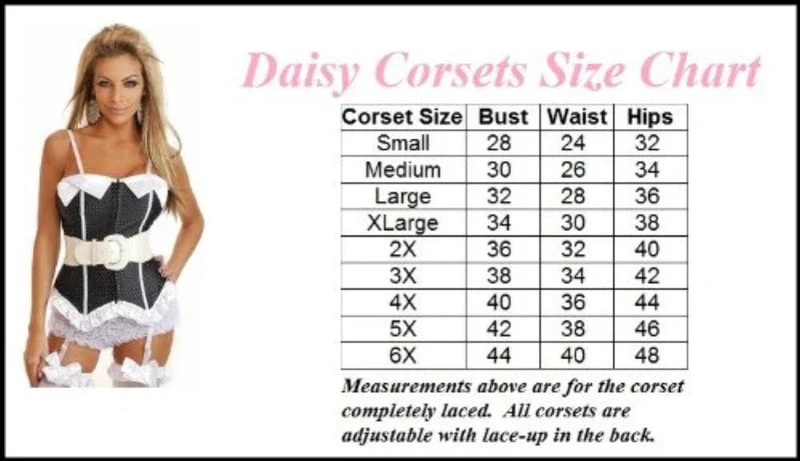 Daisy Corsets IS-D-22 Burlesque Corset voor dames - Maat 3-4X, Zwart & Roze, Vetersluiting op de rug