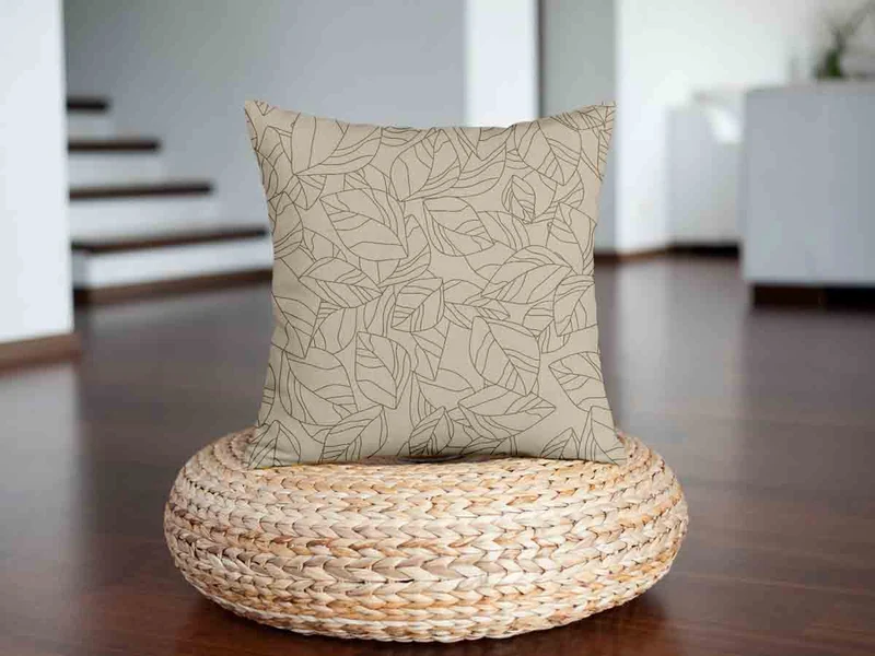 Gesundheitskissen Beige mit Blattform Schwarz