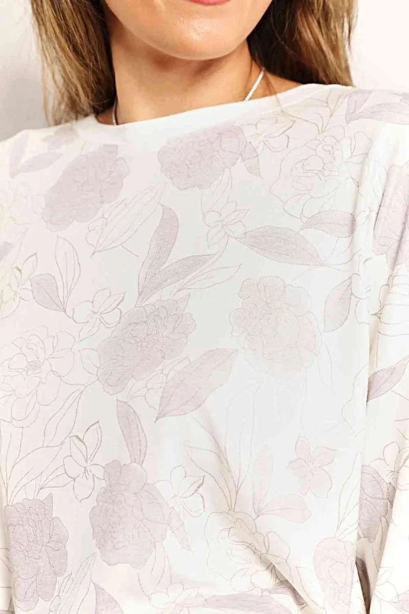 Bloemenprint loungewear set - Chique 2-delige set bestaande uit een top met lange mouwen en een short - Ook verkrijgbaar in grote maten