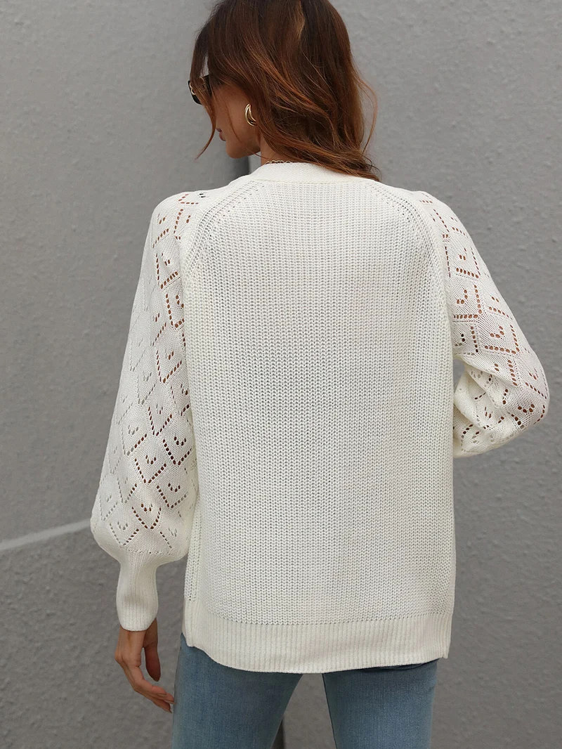 Ribgebreid vest met diepe raglanmouwen