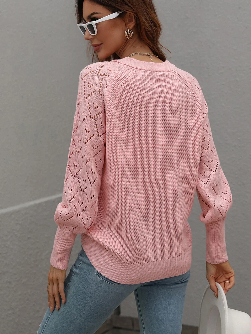 Ribgebreid vest met diepe raglanmouwen