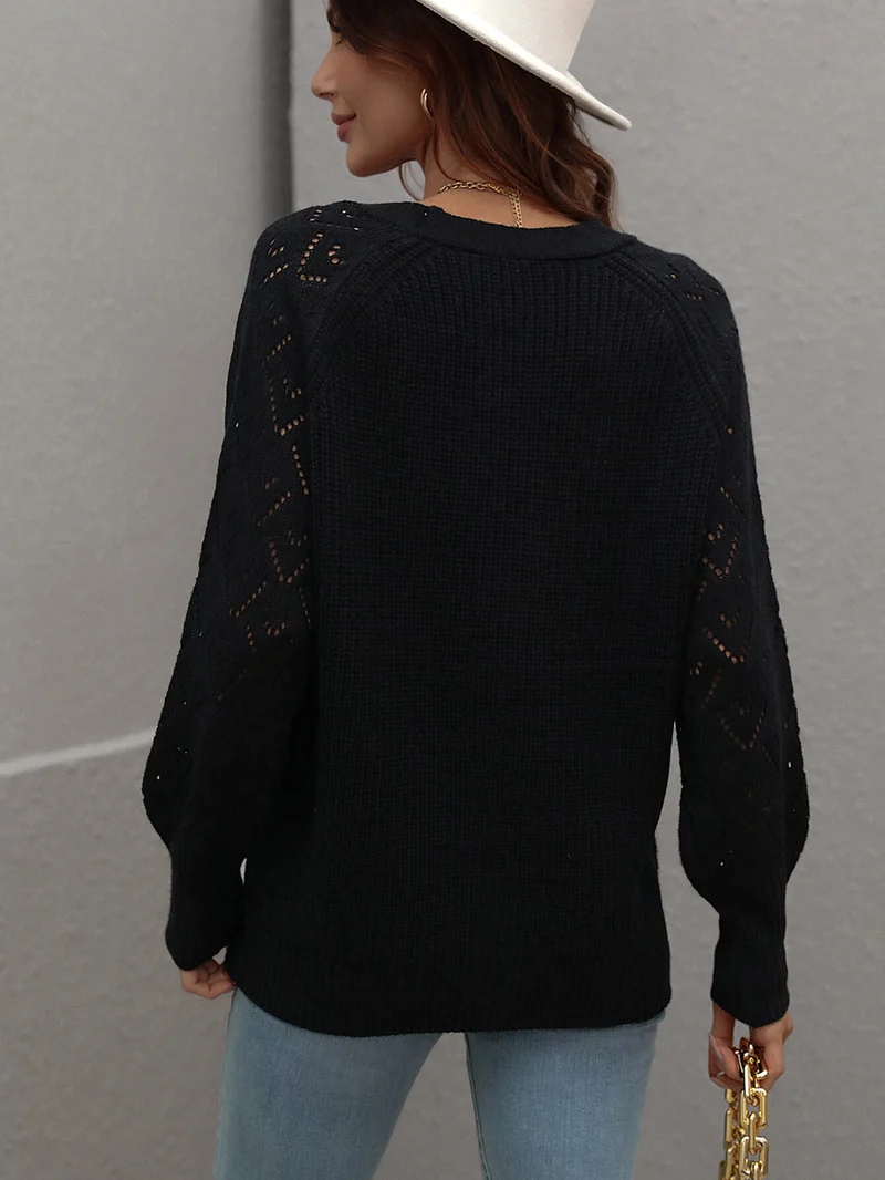 Ribgebreid vest met diepe raglanmouwen