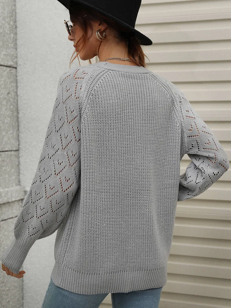 Ribgebreid vest met diepe raglanmouwen