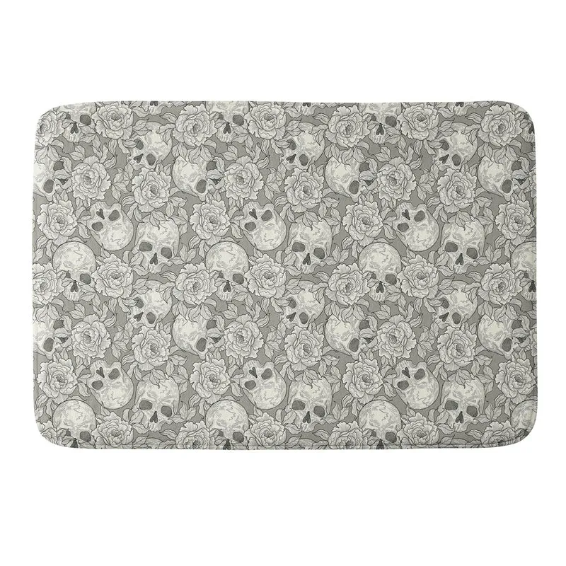 Skulls and flowers Bath Mat