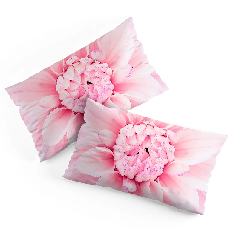 Ethereal dahlia closeup soft pink and pastel botanical art no II Pillow Sham