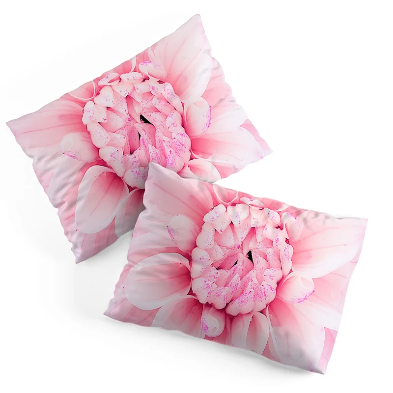 Ethereal dahlia closeup soft pink and pastel botanical art no II Pillow Sham