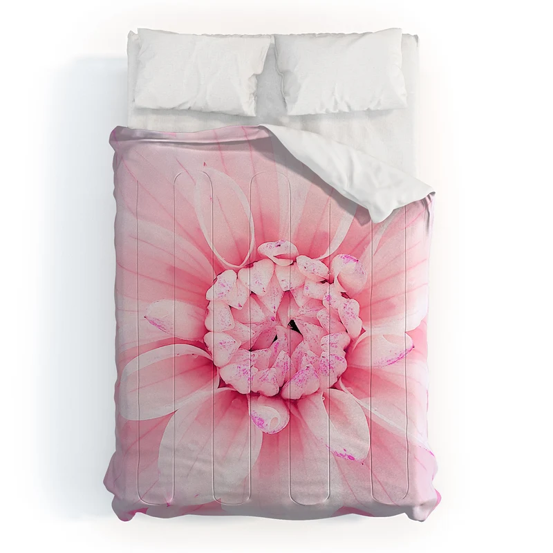 Ethereal dahlia closeup soft pink and pastel botanical art no II Comforter
