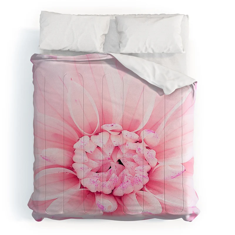 Ethereal dahlia closeup soft pink and pastel botanical art no II Comforter