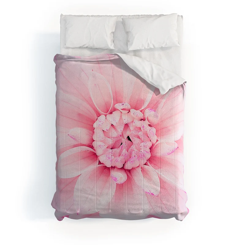 Ethereal dahlia closeup soft pink and pastel botanical art no II Comforter