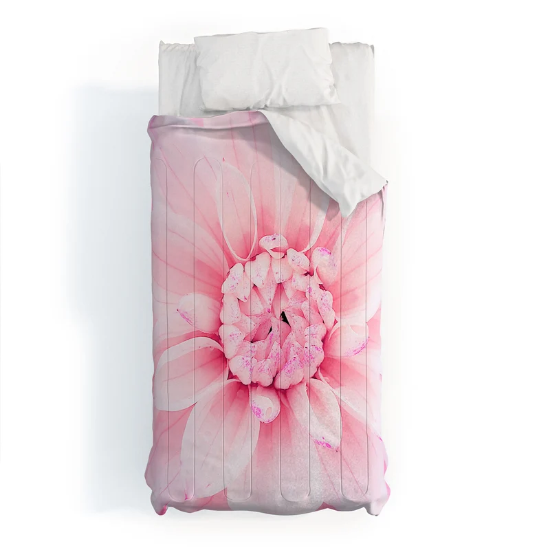 Ethereal dahlia closeup soft pink and pastel botanical art no II Comforter