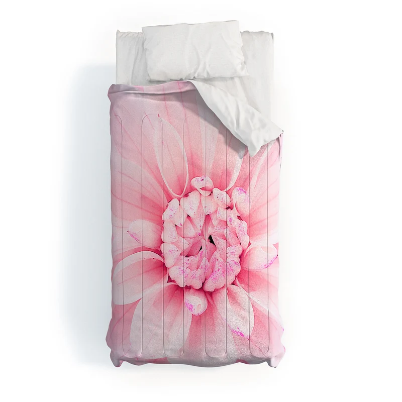 Ethereal dahlia closeup soft pink and pastel botanical art no II Comforter