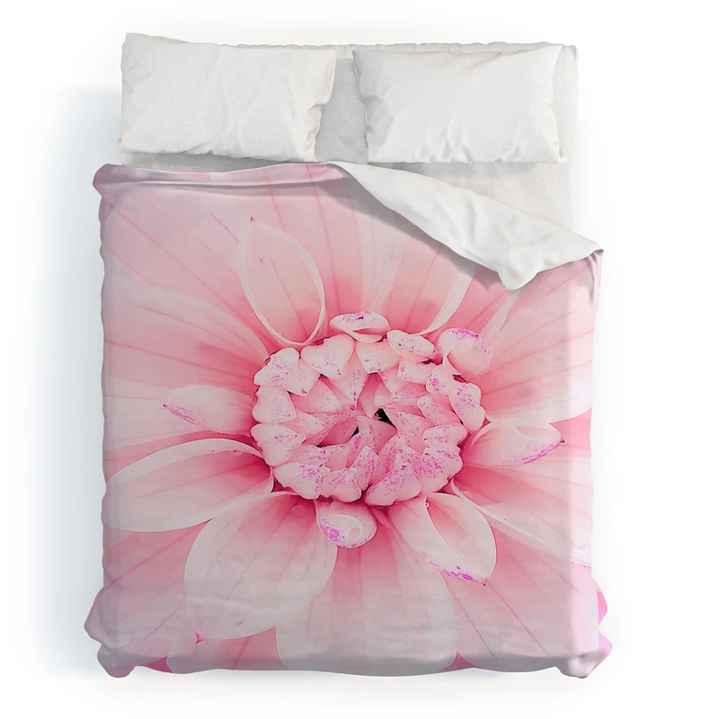 Ethereal dahlia closeup soft pink and pastel botanical art no II Duvet Cover