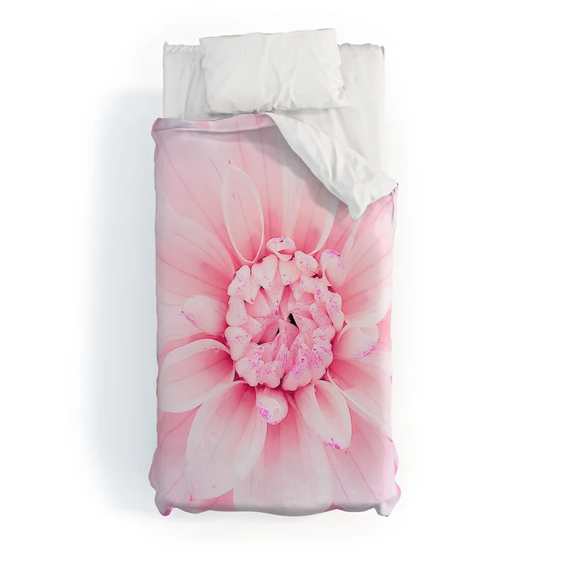 Ethereal dahlia closeup soft pink and pastel botanical art no II Duvet Cover