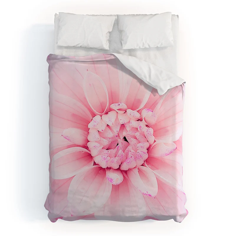Ethereal dahlia closeup soft pink and pastel botanical art no II Duvet Cover