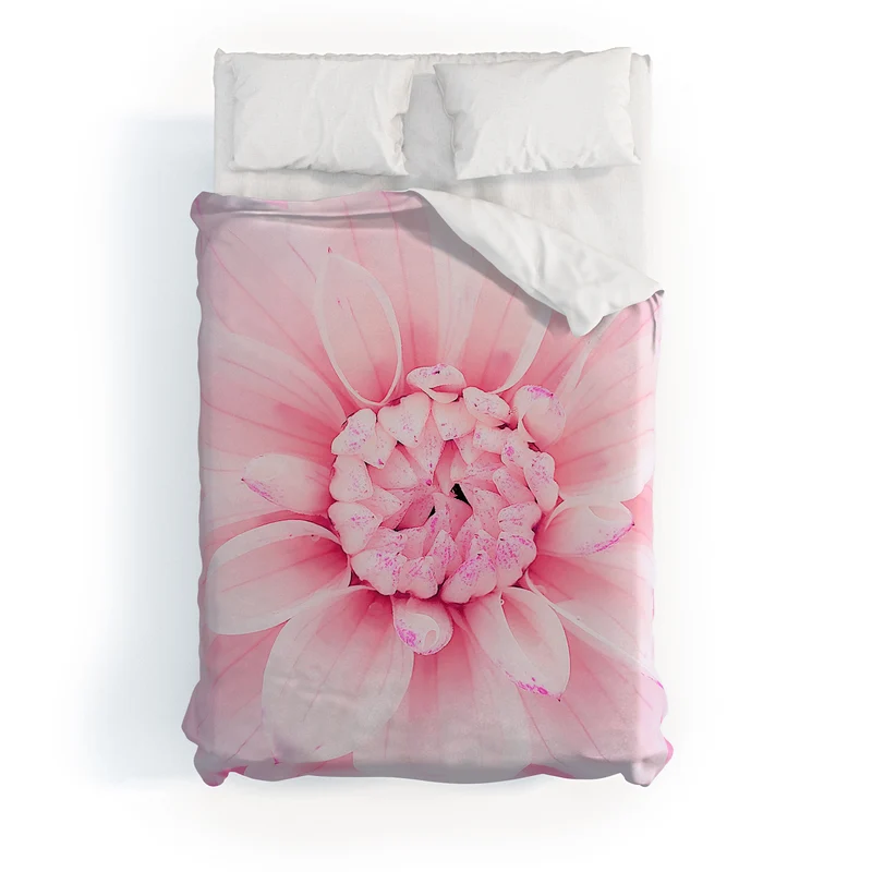 Ethereal dahlia closeup soft pink and pastel botanical art no II Duvet Cover