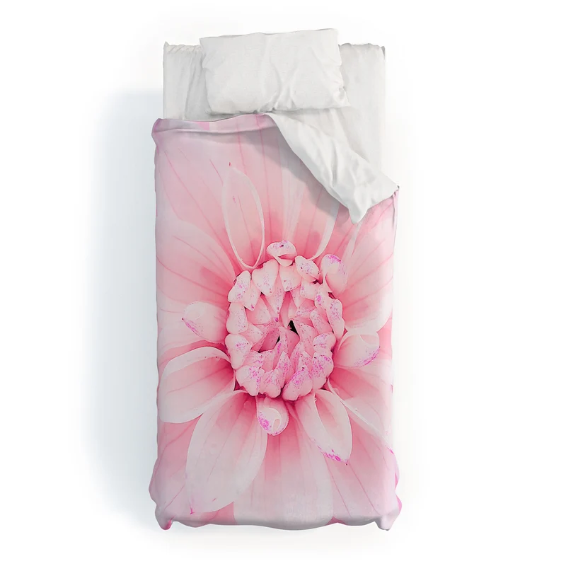 Ethereal dahlia closeup soft pink and pastel botanical art no II Duvet Cover