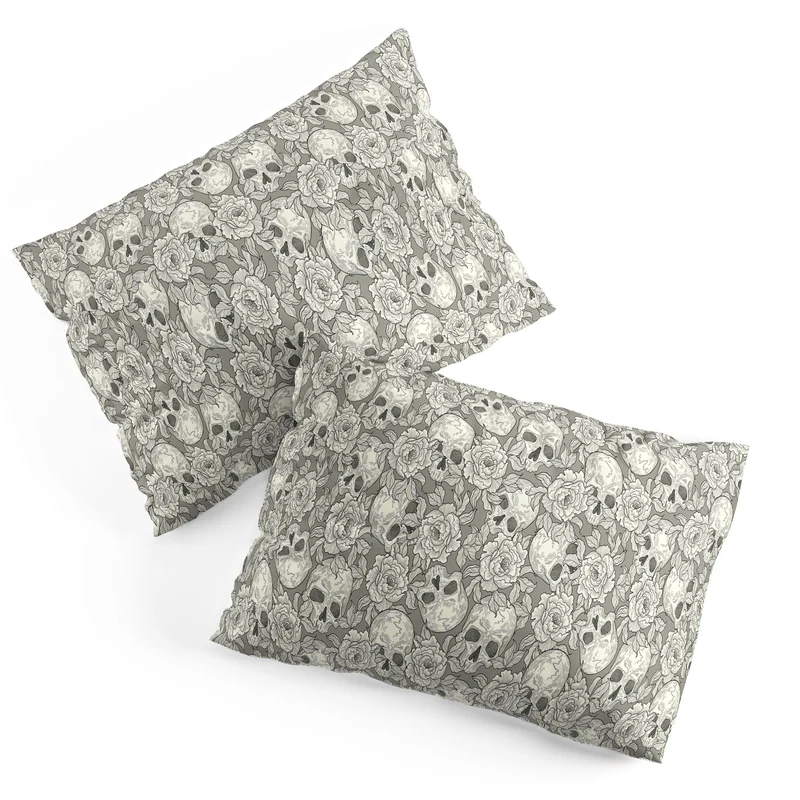 Skulls and flowers Pillow Sham