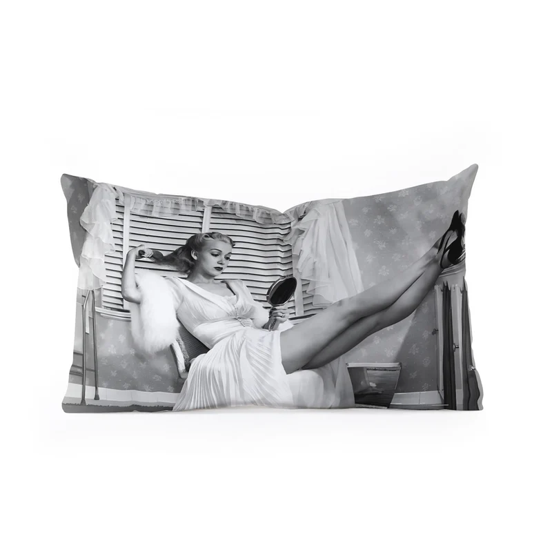 1939 the blonde bombshell movie actress Carole Landis as she brushes in mirror vintage photograph Rectangular Pillow