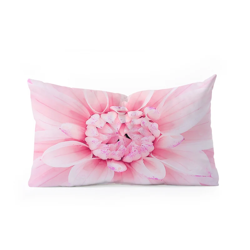 Ethereal dahlia closeup soft pink and pastel botanical art no II Rectangular Pillow