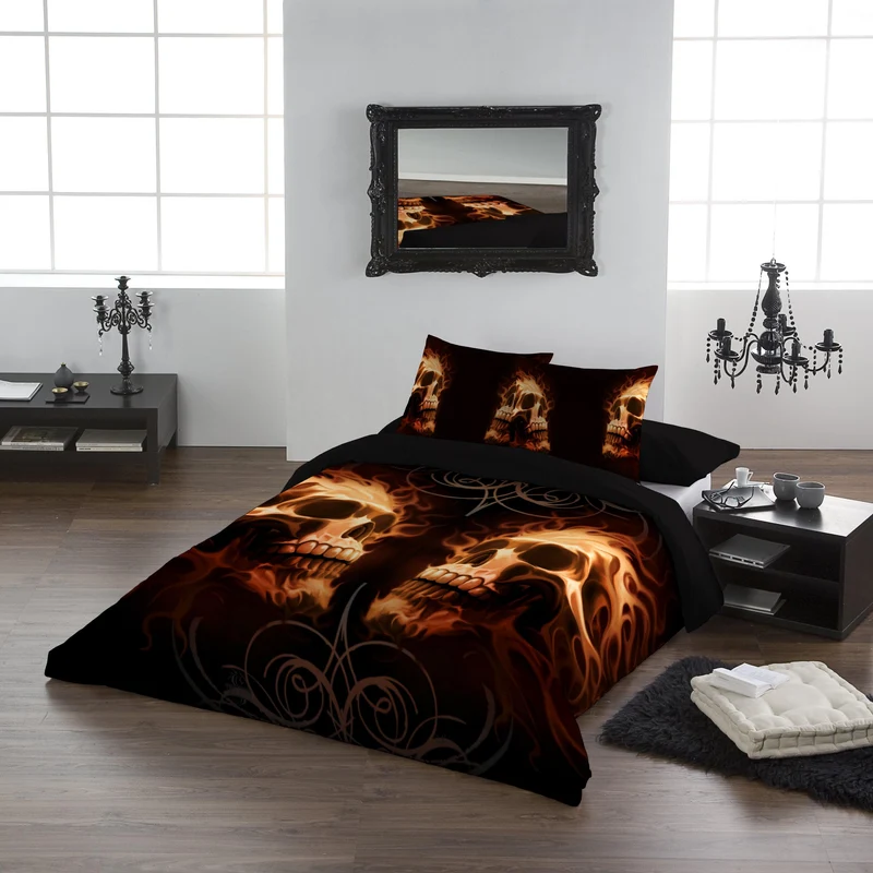 Autumn Bedroom Decor Skull Face Off- Duvet Cover Set UK Kingsize/US Queen