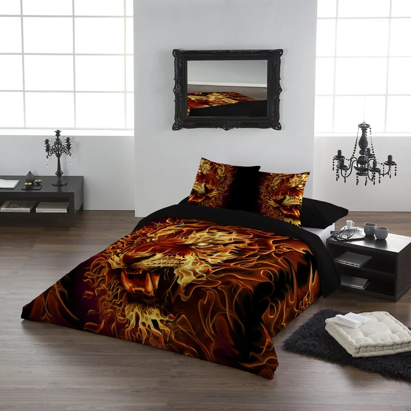 Autumn Bedroom Decor - FIRE OF THE TIGER - Duvet Cover Set UK Kingsize/US Queen