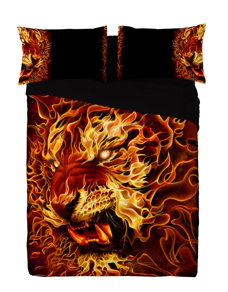 Autumn Bedroom Decor - FIRE OF THE TIGER - Duvet Cover Set UK Kingsize/US Queen
