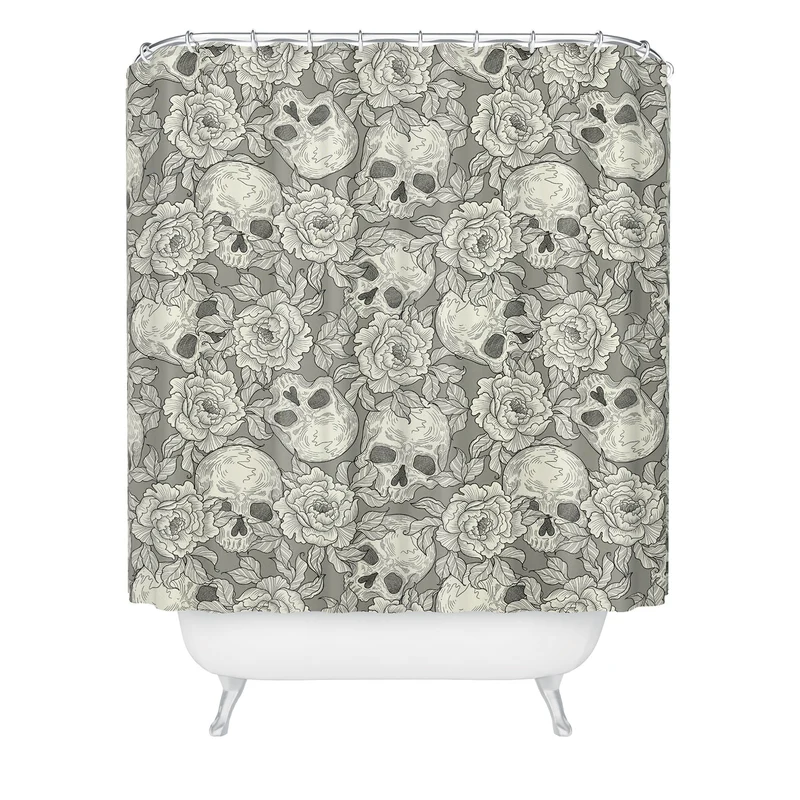 Skulls and flowers Shower Curtain