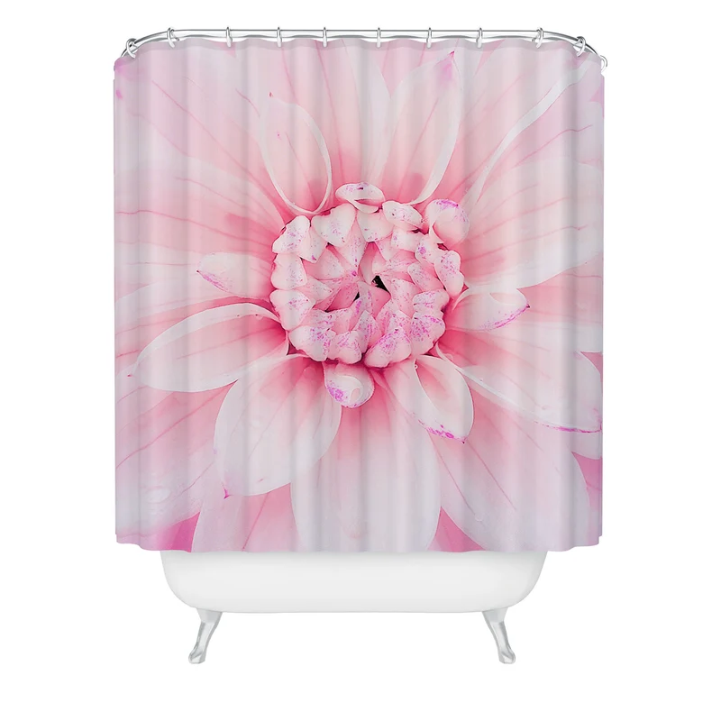 Ethereal dahlia closeup soft pink and pastel botanical art no II Shower Curtain