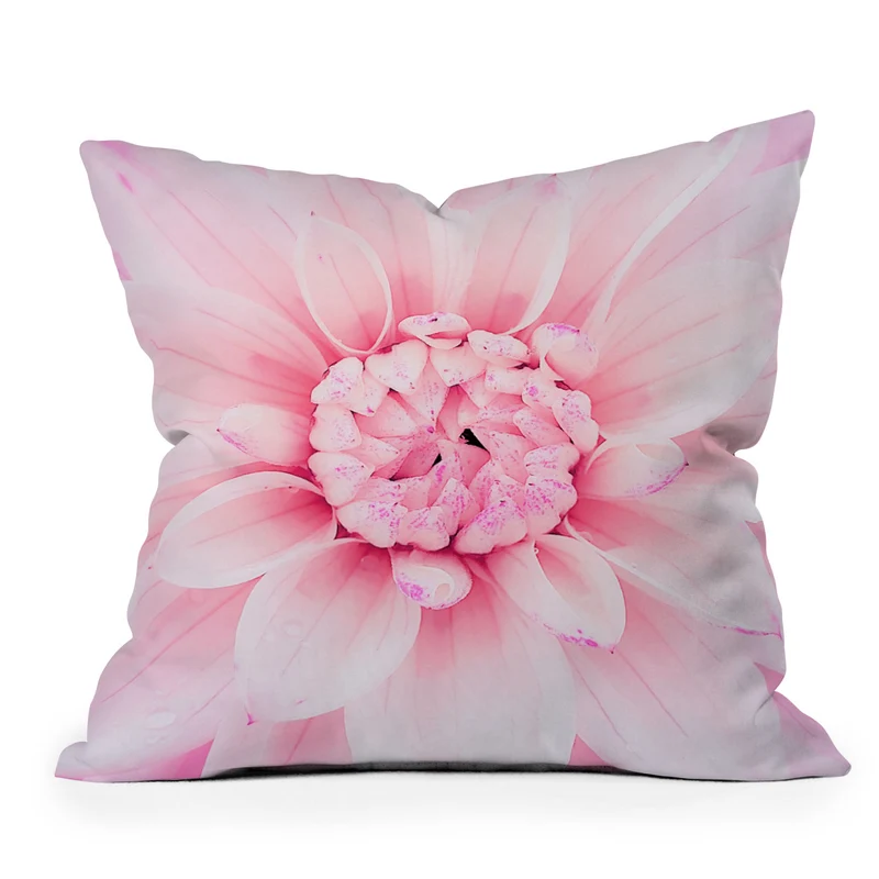 Ethereal dahlia closeup soft pink and pastel botanical art no II Throw Pillow