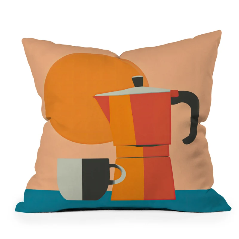 Modern Coffee Vibe Throw Pillow