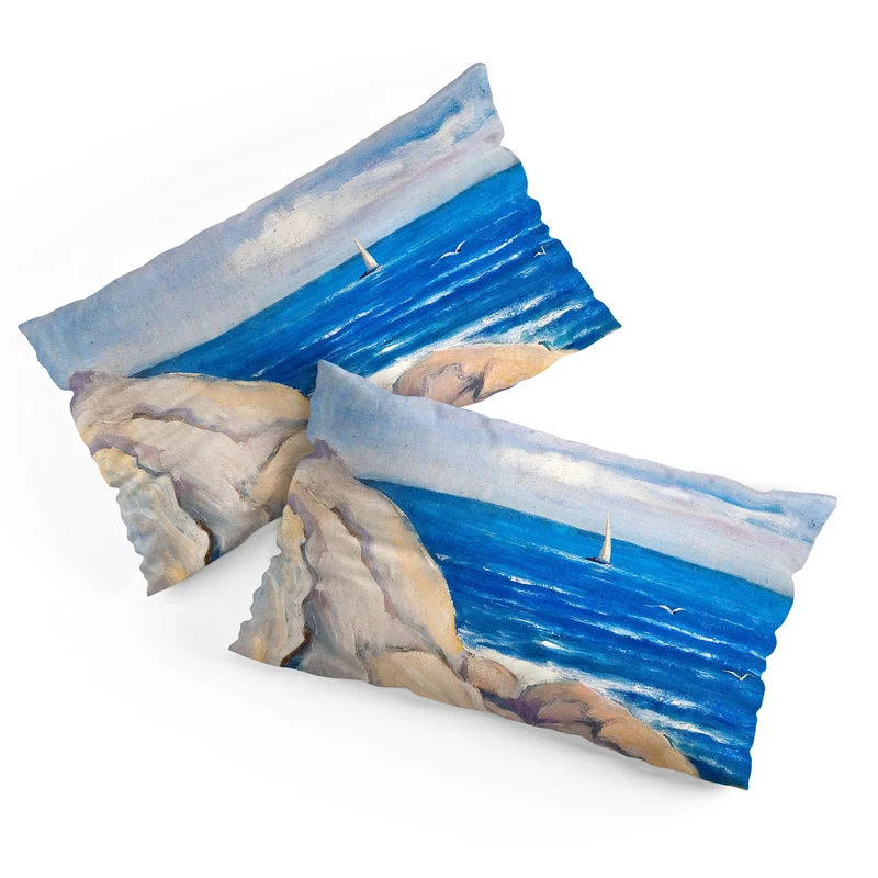 Rocks on the the coast nautical maritime ocean blue seascape by Venny Soldan Brofeldt Pillow Sham