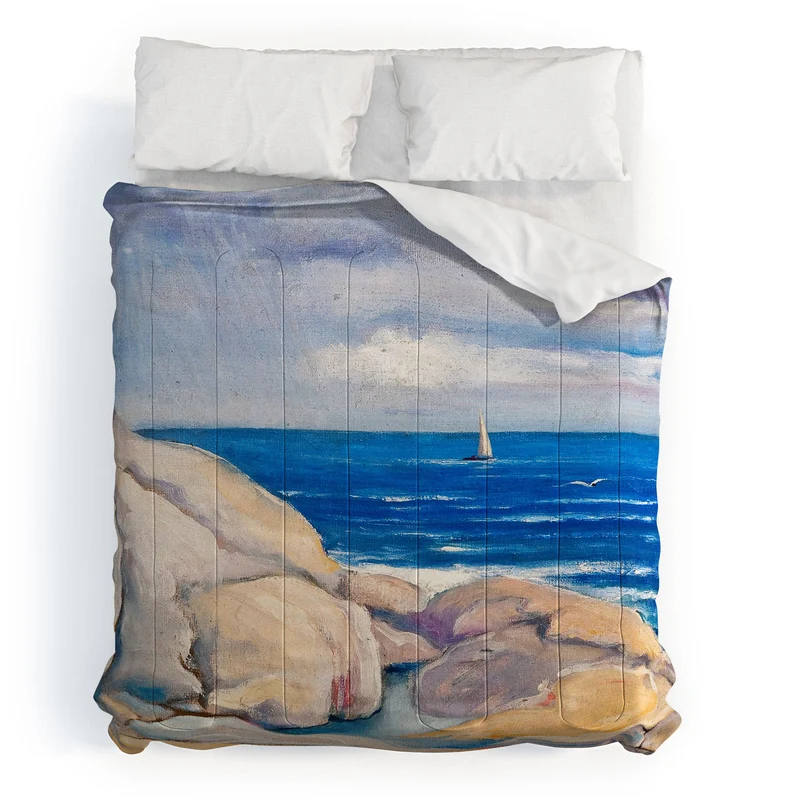 Rocks on the the coast nautical maritime ocean blue seascape by Venny Soldan Brofeldt Comforter