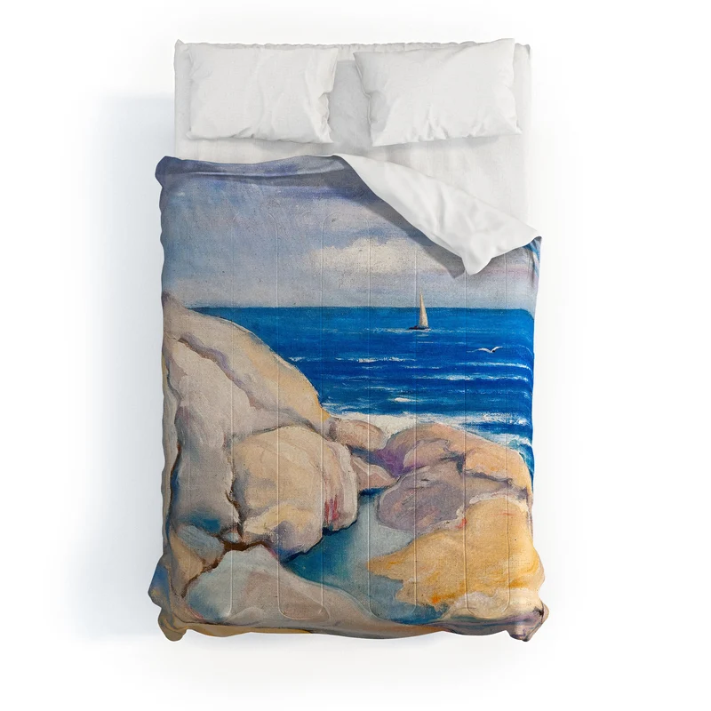 Rocks on the the coast nautical maritime ocean blue seascape by Venny Soldan Brofeldt Comforter