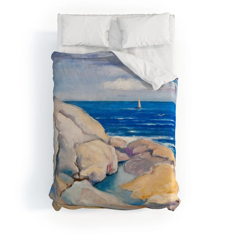 Rocks on the the coast nautical maritime ocean blue seascape by Venny Soldan Brofeldt Duvet Cover