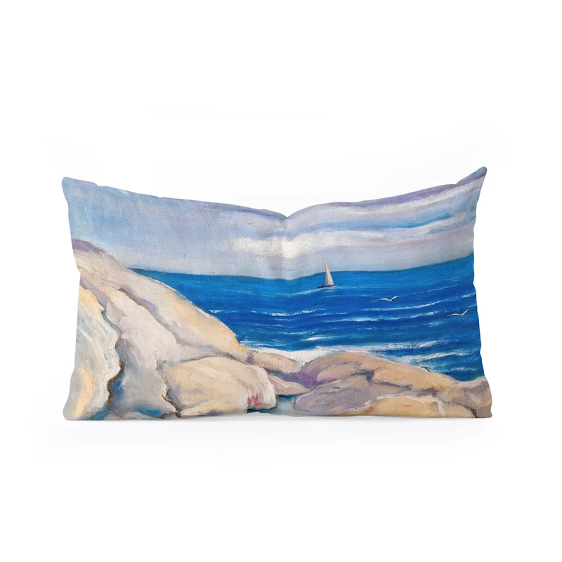 Rocks on the the coast nautical maritime ocean blue seascape by Venny Soldan Brofeldt Rectangular Pillow