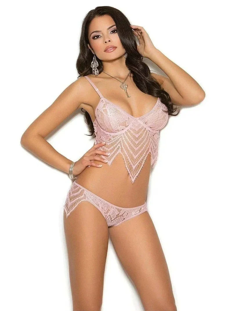 Elegant Moments 3068 kanten bralette met beugel en verstelbare bandjes in stoffig roze, maten SML