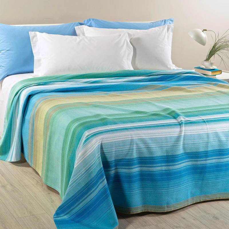 Copriletto Estivo rainbow light Moderno in Cotone Piquet