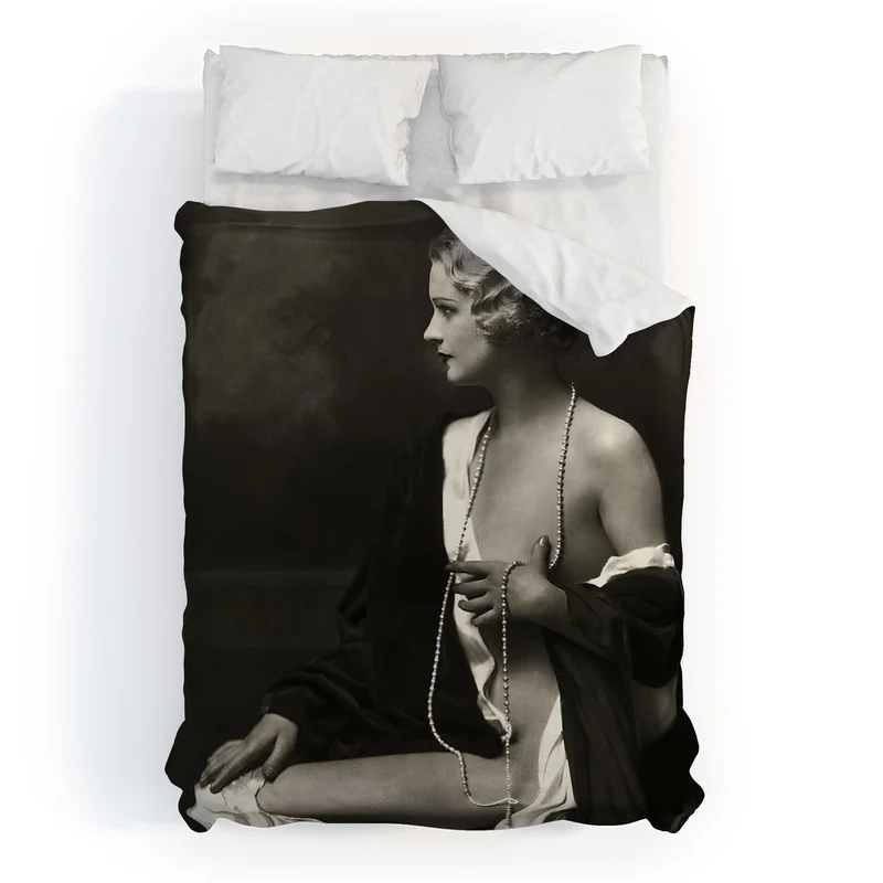 Ziegfeld Follies actress showgirl and dancer Marilynn Miller black and white vintage photograph Duvet Cover