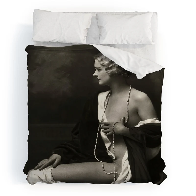 Ziegfeld Follies actress showgirl and dancer Marilynn Miller black and white vintage photograph Duvet Cover
