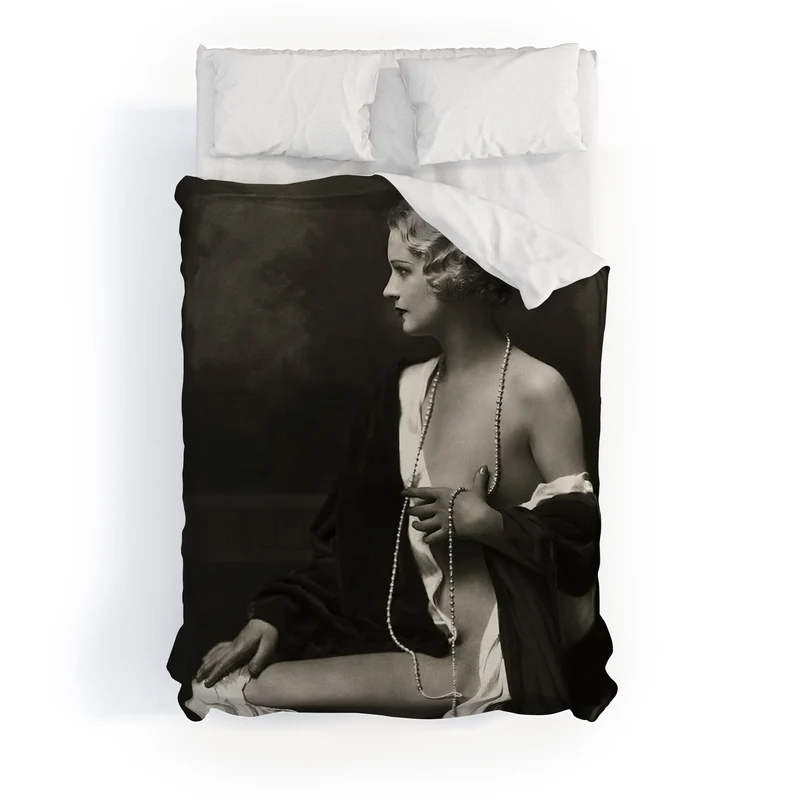Ziegfeld Follies actress showgirl and dancer Marilynn Miller black and white vintage photograph Duvet Cover