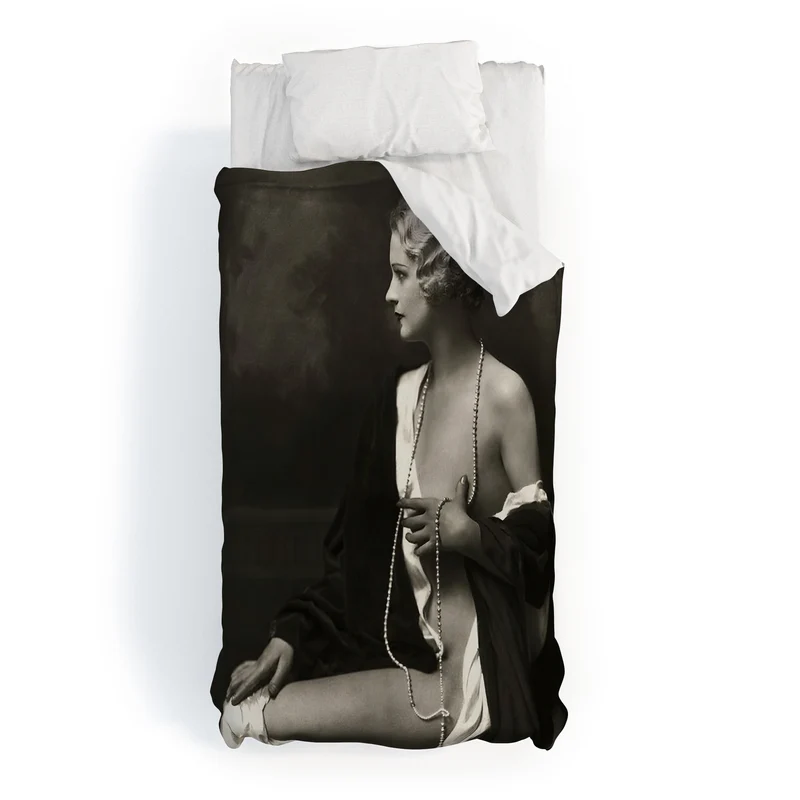 Ziegfeld Follies actress showgirl and dancer Marilynn Miller black and white vintage photograph Duvet Cover