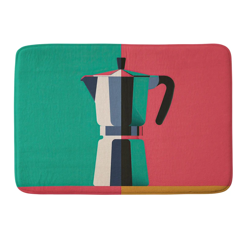 Abstract Moka Pot Coffee Still Life In Colorful Block Art Bath Mat