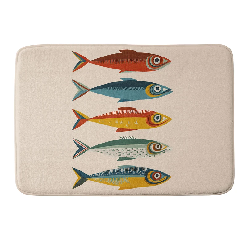 Rainbow Sardines Bath Mat