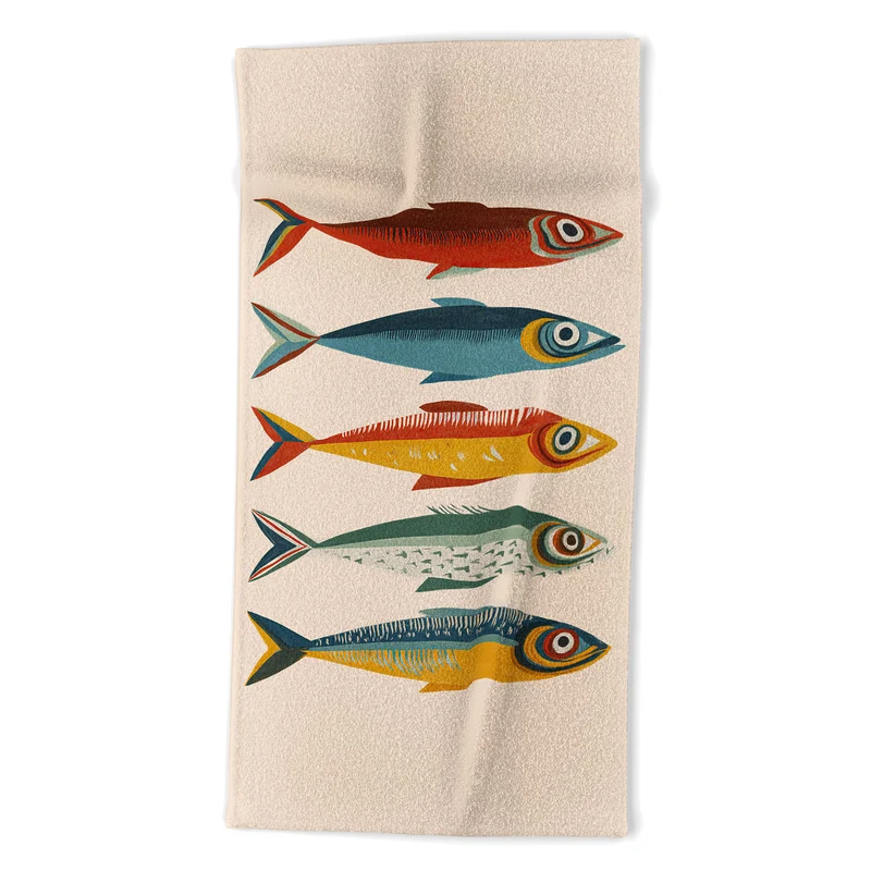 Rainbow Sardines Bath Towel