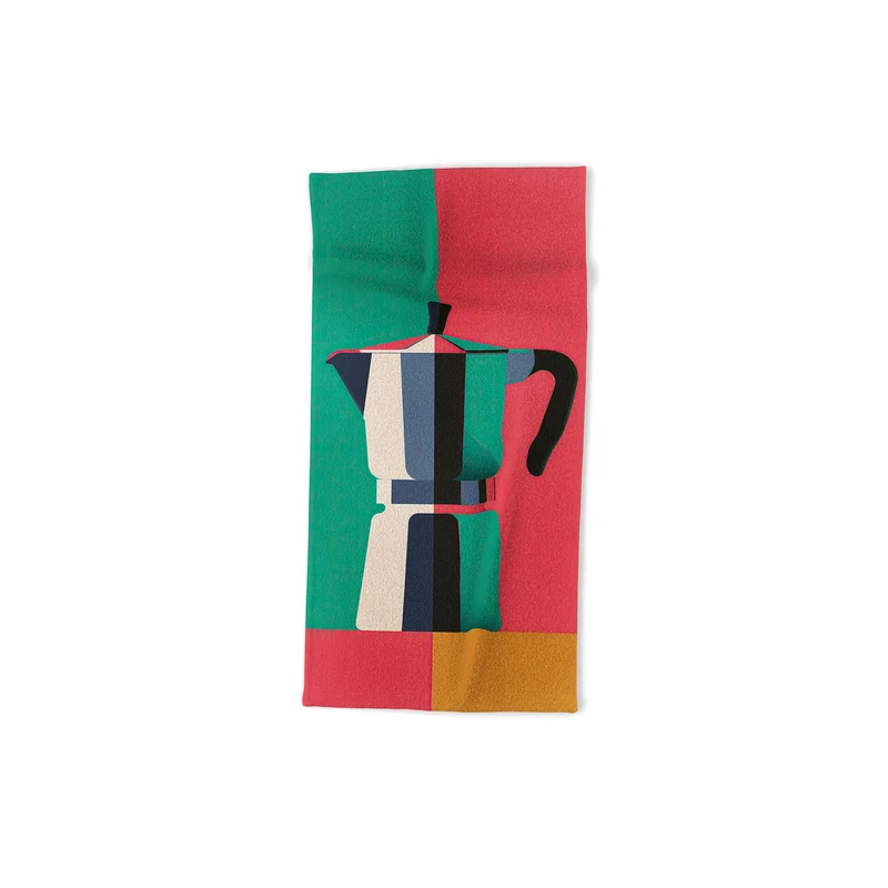 Abstract Moka Pot Coffee Still Life In Colorful Block Art Bath Towel