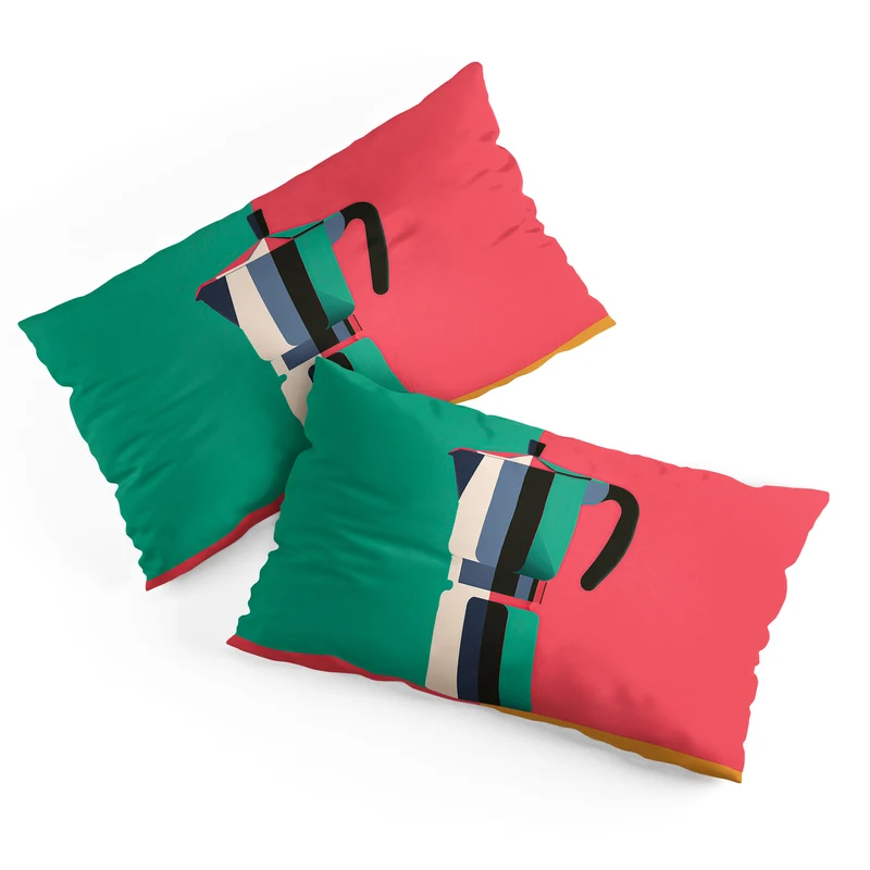 Abstract Moka Pot Coffee Still Life In Colorful Block Art Pillow Sham