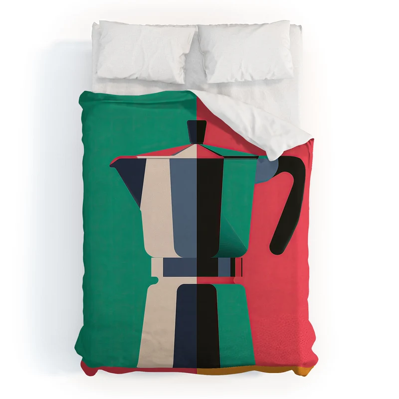 Abstract Moka Pot Coffee Still Life In Colorful Block Art Duvet Cover