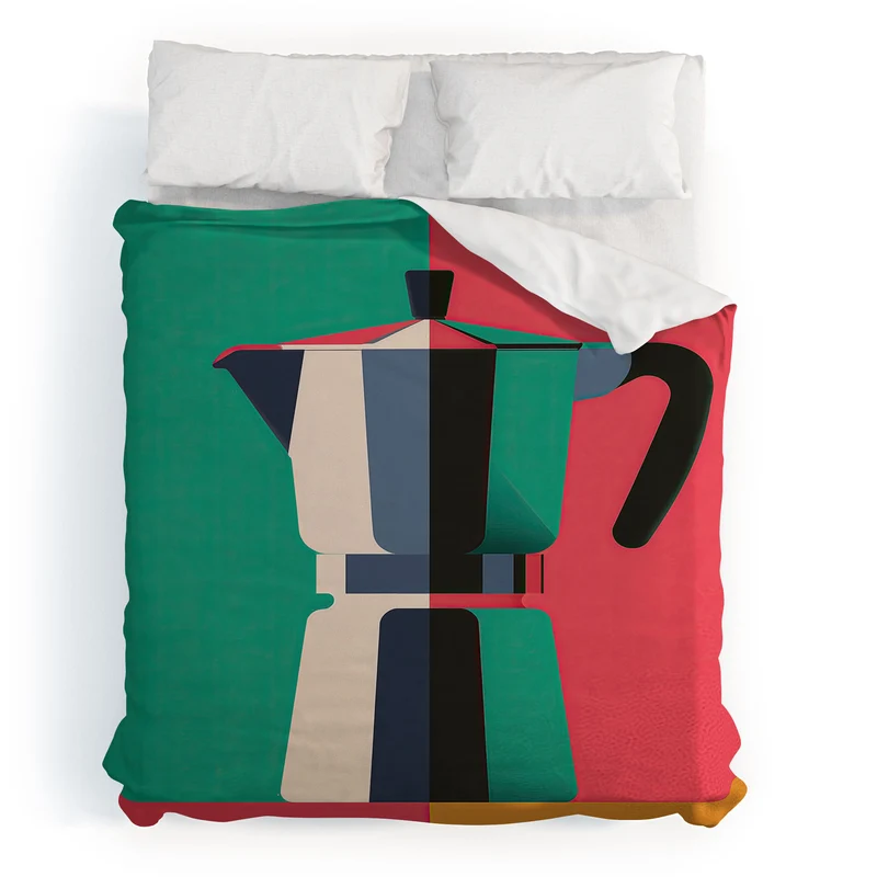 Abstract Moka Pot Coffee Still Life In Colorful Block Art Duvet Cover