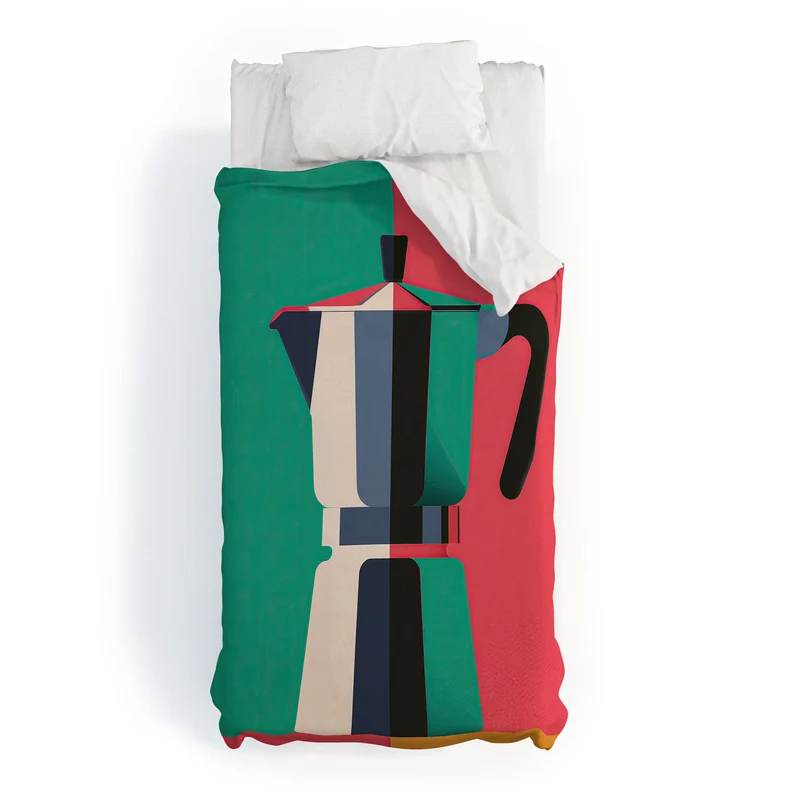 Abstract Moka Pot Coffee Still Life In Colorful Block Art Duvet Cover